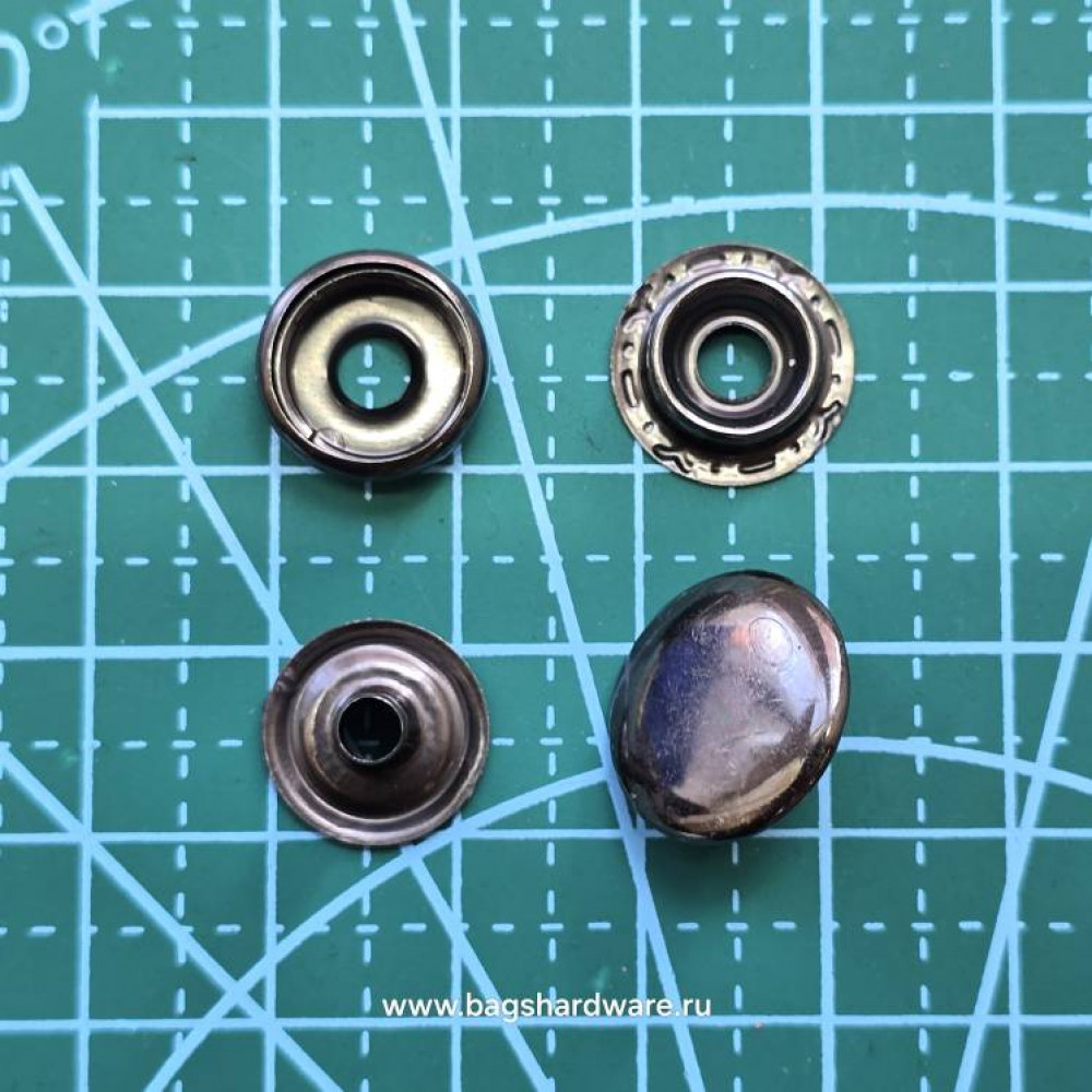 15 мм Кнопка галантерейная "Omega" черный никель.